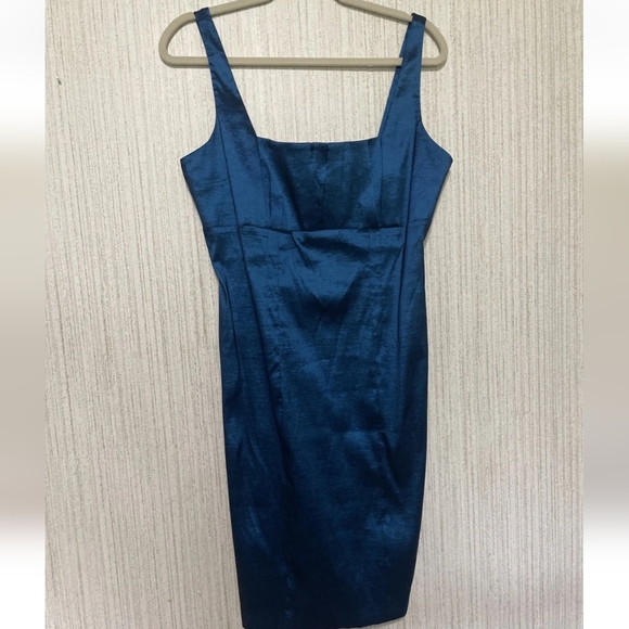 Calvin Klein Size 12 Blue Metallic Sheen Dress Stretchy - Picture 1 of 11